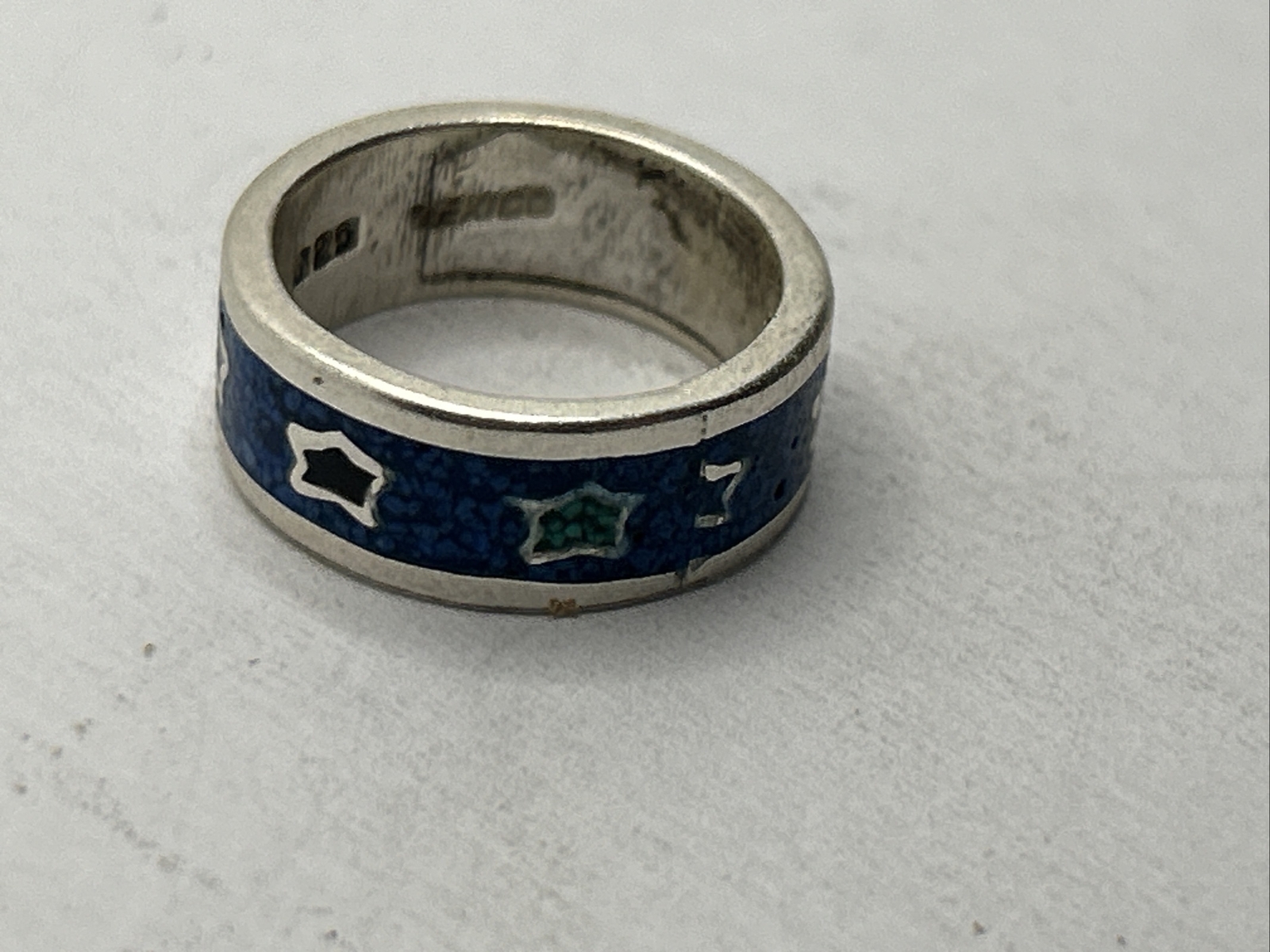 Vintage Sterling Silver Star Patterned Mexico Ban… - image 5