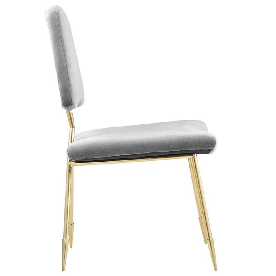 Modway Ponder 19" Velvet Upholstered Dining Side Chair in Gray and Gold - Image 3 of 4