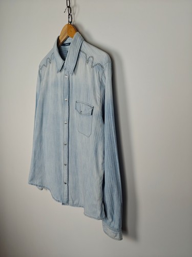 Armani Jeans Denim Shirt Cotton Blue size L - Picture 5 of 11