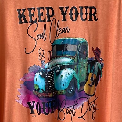 L&B LIFE T-Shirt Top Cowgirl Country Western Rodeo Boots Yellowstone Sz 2XL
