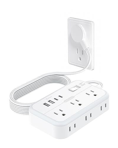 Surge Protector Power Strip with 6 Outlets 4 USB Ports(2USB C), Flat Extensio...-image