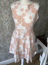 ladies Dres 12 petite m&s collection peach cream skater floral lace wedding sun