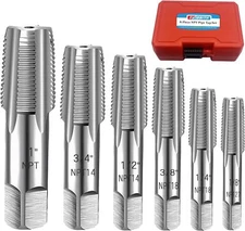 6-Piece NPT Pipe Tap Set, 6 pcs Taps 1" 3/4" 1/2" 3/8" 1/4" 1/8, Silver 