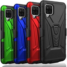 For Samsung Galaxy A12 Case Phone Cover Holster Heavy Duty  Tempered Glass