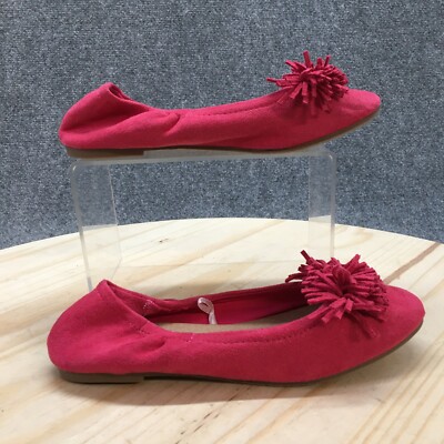 Report Shoes Youth 3 Avery Ballet Flats Pink Faux Suede Comfort Slip On Flat
