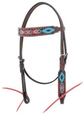 Western Brown Leather Buckstitched Set of Headstall and Breast Collar