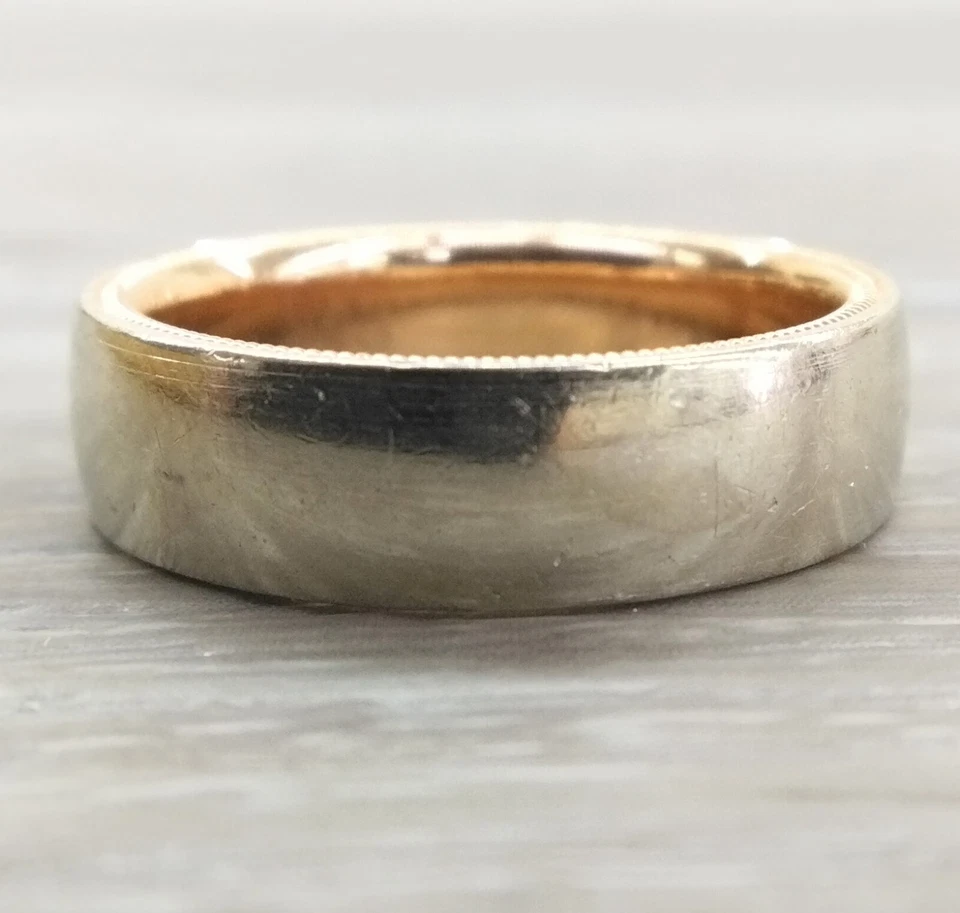 Alianza de boda Verragio de oro rosa y blanco de 14 k de ancho de 6 mm talla 9,5 circonita Foto 3 de 4