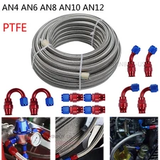 AN4/6/8/10/12 Stainless Steel PTFE Fuel Line 10-30FT 6/10 Fittings Hose Kit E85