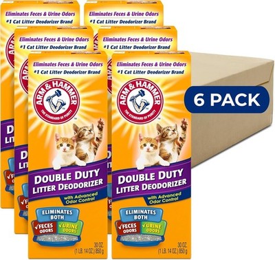 Arm & Hammer Double Duty Cat Litter Box Deodorizer Odor Eliminator 30 oz 6 Pack 