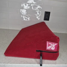 Liberator Ramp Wedge Foam Pillow with Red Velvet Removable Cover 24" by 14"