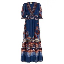 Farm Rio Nature Beauty Chiffon Geometric Maxi Dress
