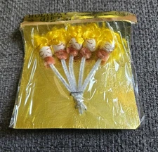 Vintage Lot of  Christmas Pipe Cleaner  Gift Tie On Gold White NIP