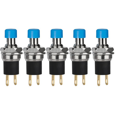 5Pcs Self Locking SPST Latching Type Dash On/Off Blue Push Button Switch AC 250V