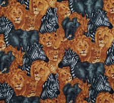 African Animal Fabric Lion Zebra Elephant Giraffe Cranston Precut 80 x 42