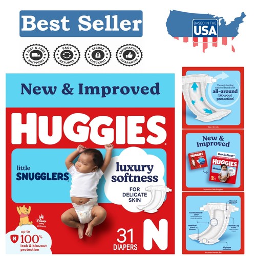 Huggies 31 Count Newborn Diapers - FastAbsorb Leak Protection for Delicate Skin