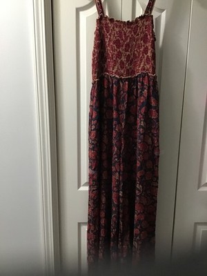 Natural Life Sedona Floral Wide Leg Jumpsuit Womens  Smocked Sleeveless - L- EUC