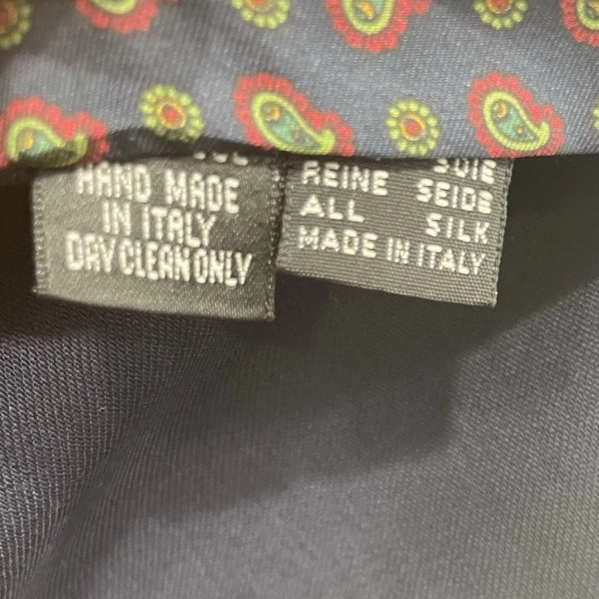 AS2#Bufanda Italiana Vintage 100% Mezcla Lana Seda Patrón Paisley Hecha a Mano en Italia Foto 2 de 4