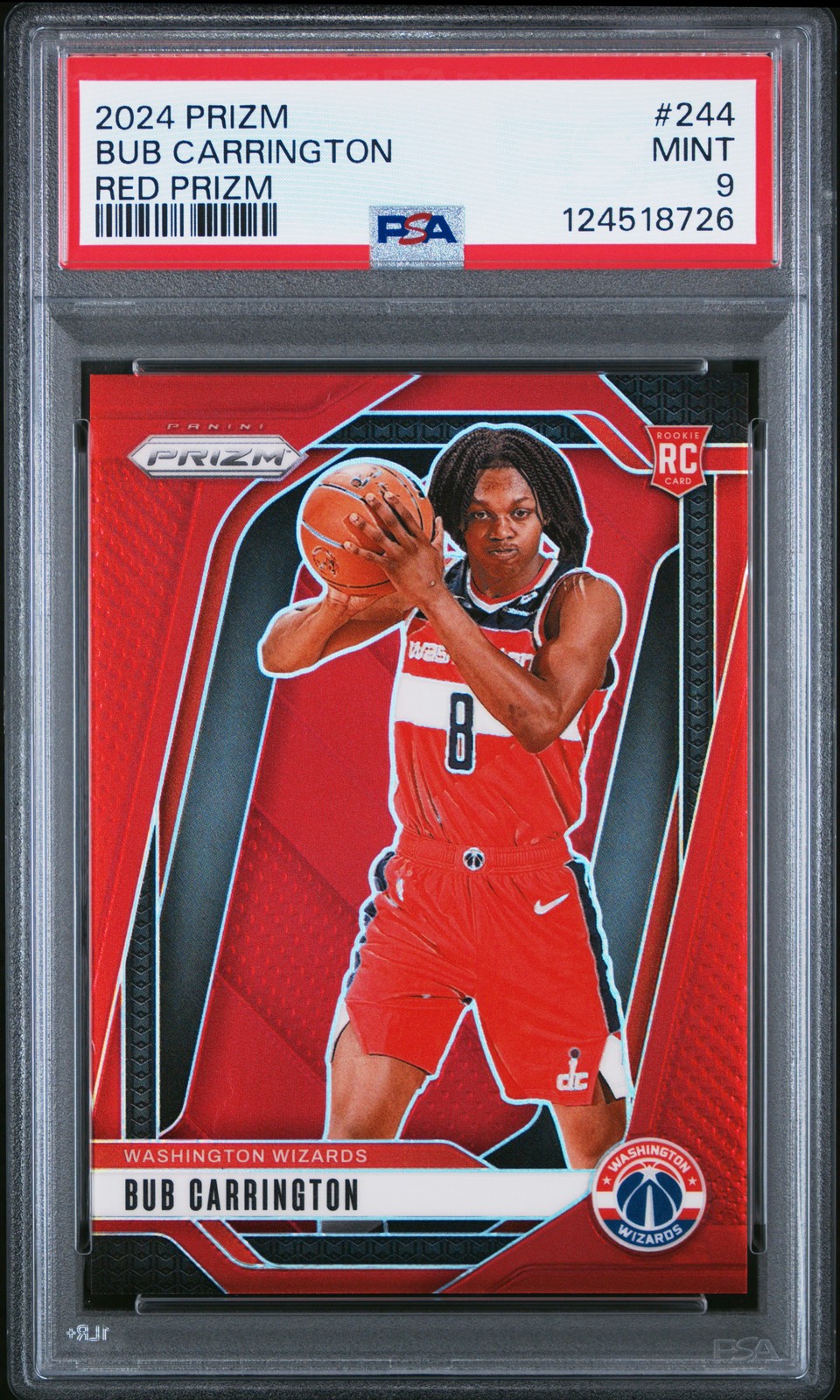 2024 Panini Prizm #244 Bub Carrington Red Prizms Rookie Card RC /299 PSA 9