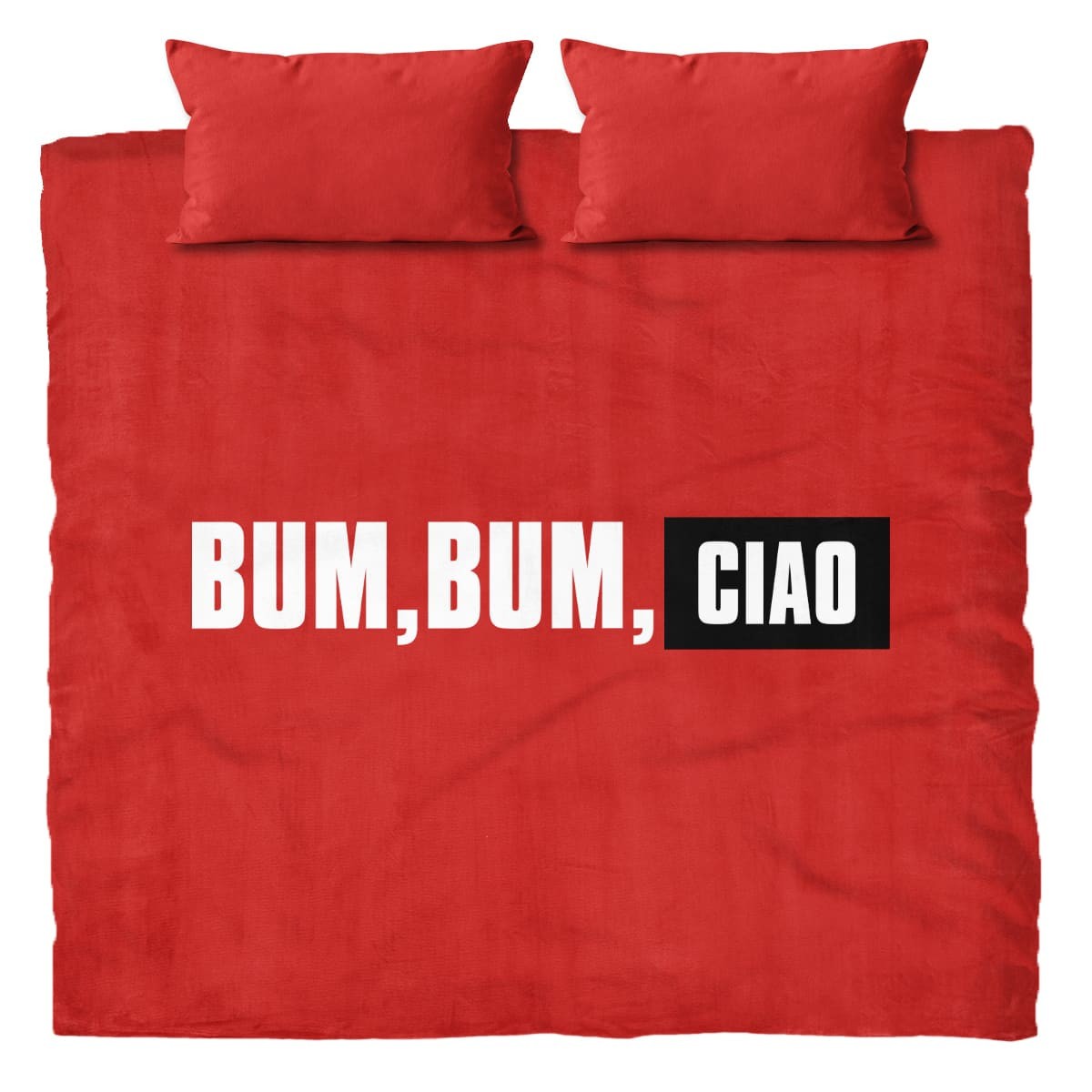 Housse de couette La Casa de Papel 240x220cm avec taies Bum Bum Ciao