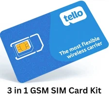 Tello Mobile - Bring Your Own Phone - 3 in 1 GSM SIM Card Kit *NEW*