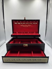 Vintage MELE Jewelry Box Made in USA Red Velvet Multi Drawer Locking Case