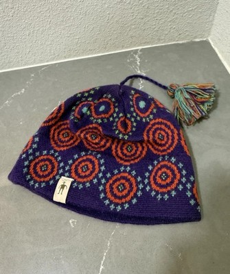 SMARTWOOL Funky Wonderland Beanie Women s L/XL Purple Geometric Pom-Pom Winter