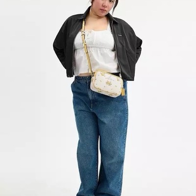 NWT COACH Mini Jamie Camera Bag With Floral Print Silver/Chalk