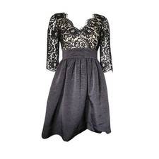 Eliza J Dress Womens Size 4 Solid Black Floral Lace Half Sleeve Cocktail Party