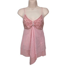 Vtg 90s Beaded Asymmetrical Babydoll Top M/L Fairy Y2K Coquette Sweet Romantic