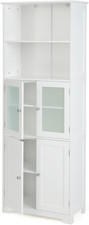 Elegant 64  Tall Bathroom Storage Cabinet with Glass Doors  Adjustable Shelf