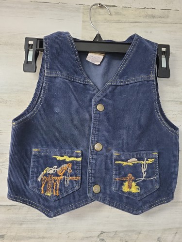 Vintage 1970s Sears & Roebuck Kids Corduroy "Western Wear" Vest Cowboy USA 