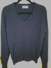 VTG Pickering Golf Active Sportswear Men V Neck Sweater Navy Blue USA Made Med