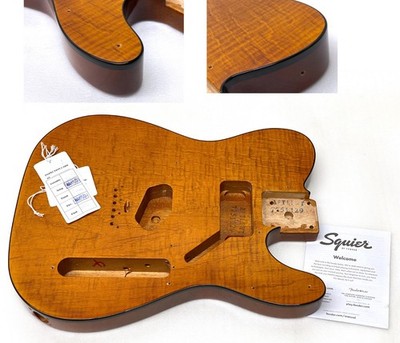 TINY CRACK! Fender Squier TELE BODY Flame Maple Top FMT Mocha Electric Guitar