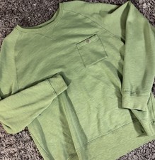 L.L. Bean Green Lakewashed Crewneck Cotton Blend Faded Pocket Sweatshirt Mens XL