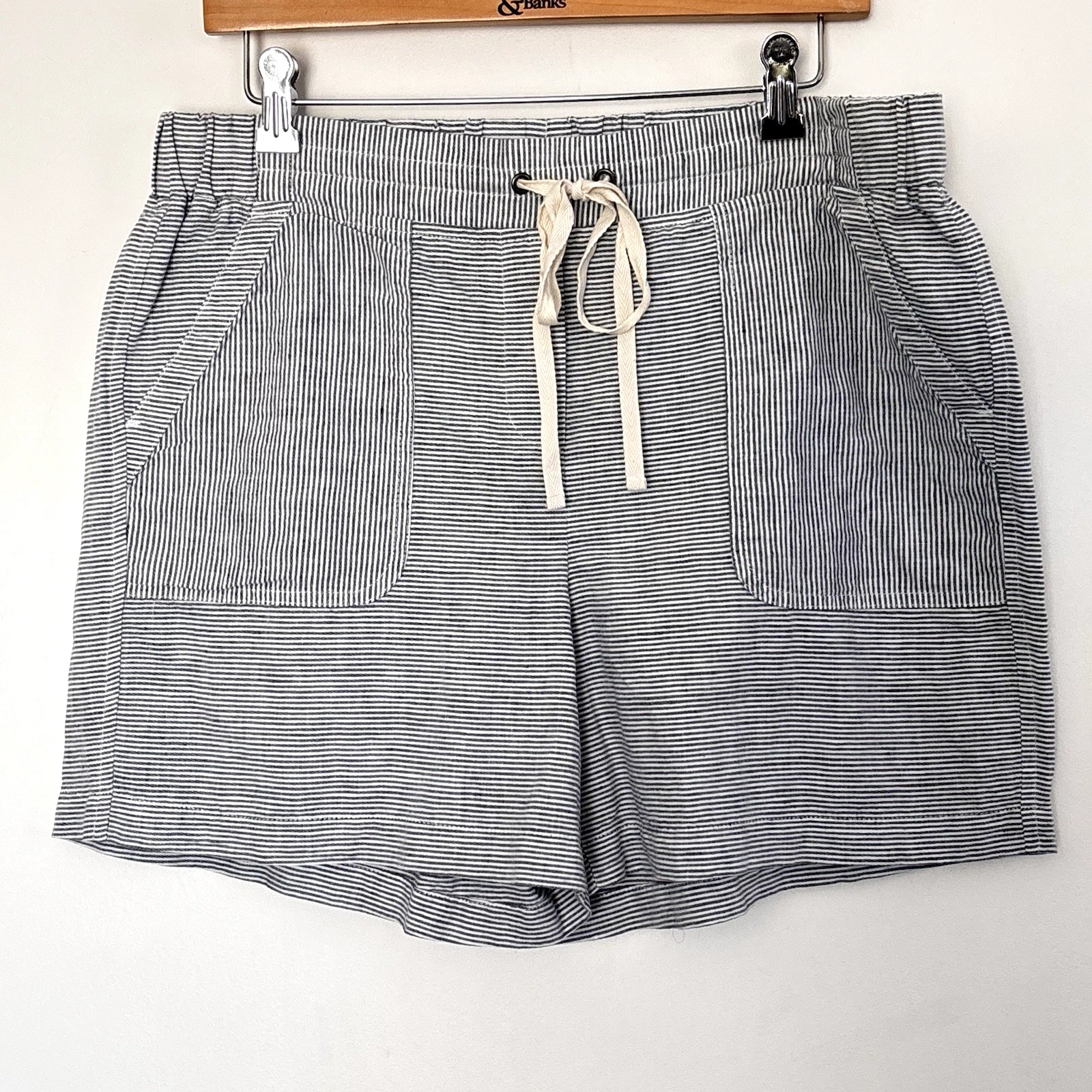 Talbots Classic Linen Blend Striped Shorts w/Pockets size Large NEW no tag H8