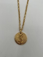 Yves Saint Laurent YSL Gold Logo Medallion Necklace Vintage Jewelry Japan