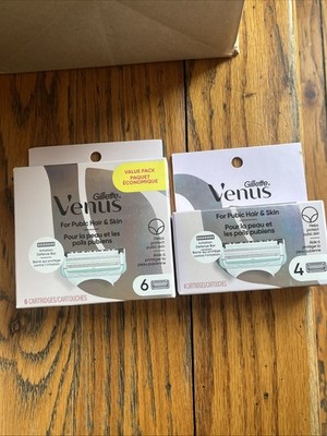 Gillette Venus 4 Cartridges & 6 Cartridges For Pubic Hair Skin Refills 2 Lot New