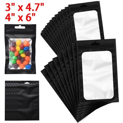 100/200 Pack Smell Proof Black Holographic Mylar Bags Resealable Zipper Bag USA