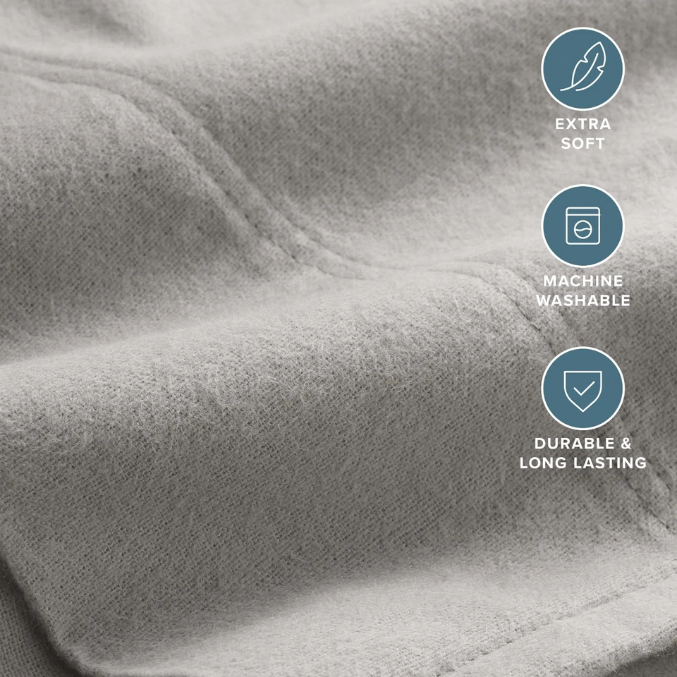 Juego de funda de almohada de franela - 100 % algodón de franela cepillada doble - Bare Home Foto 4 de 4