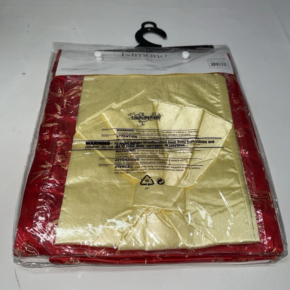 Underwraps Kimono Halloween Costume Cosplay Adult One Size Red Satin Robe NEW - Image 3 of 4