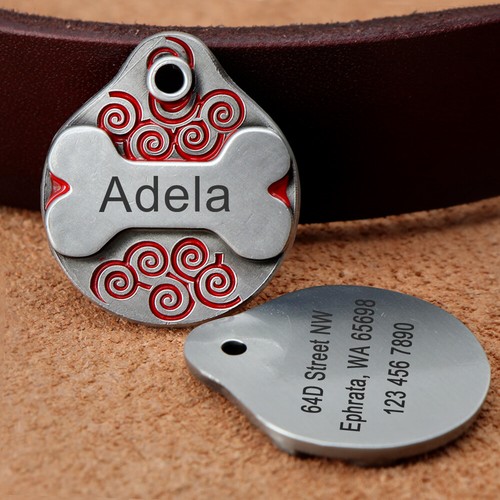 Personalized Dog ID Tags Engraved Custom Stainless Steel Pet Puppy Name Pendant - Picture 9 of 17