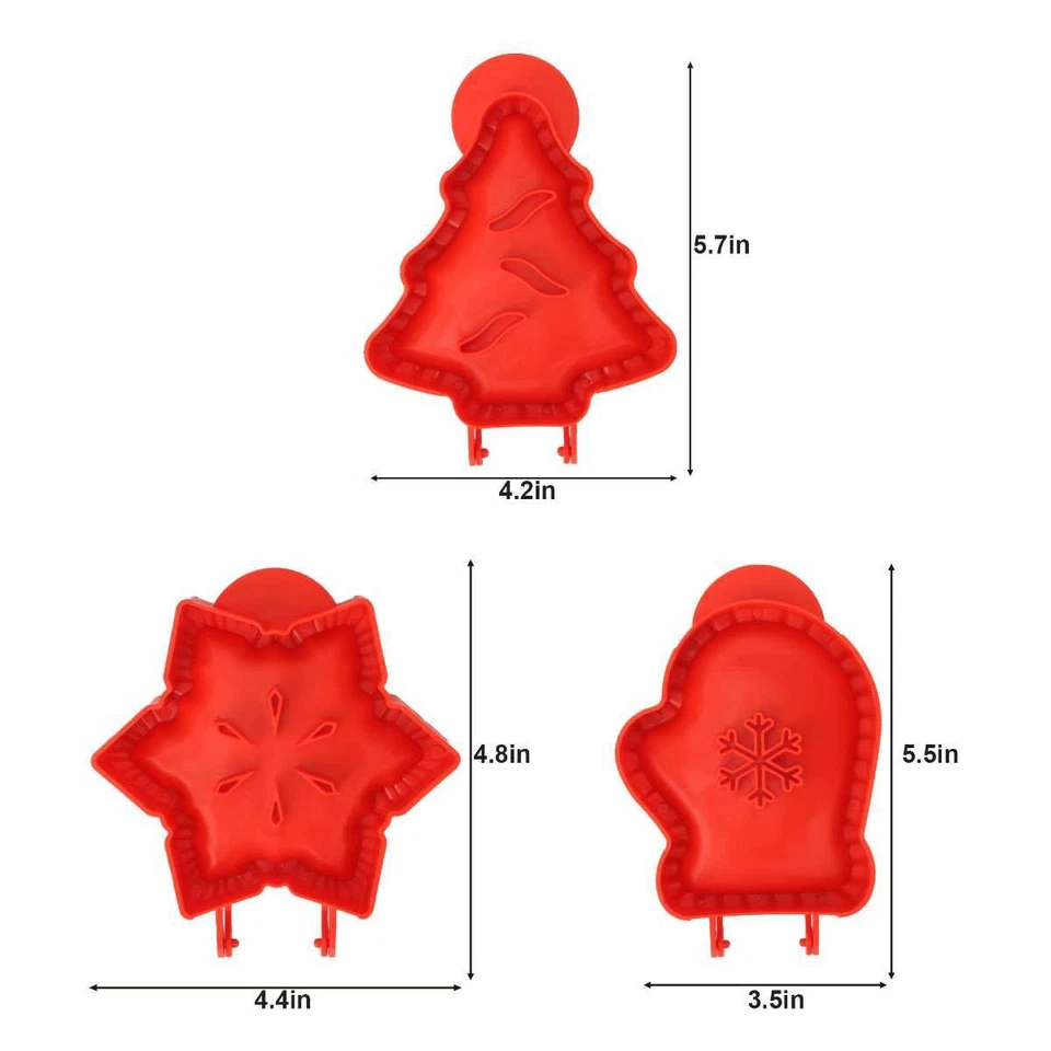 Juego de 3 moldes para pastel de mano con forma de árbol de copo de nieve mini moldes para pastel de bolsillo Navidad Navidad Foto 2 de 4