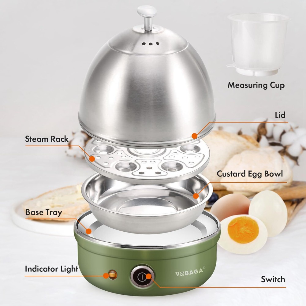 Electric Egg Cooker with Auto Shut Off for Soft Medium Hard Boiled Eggs