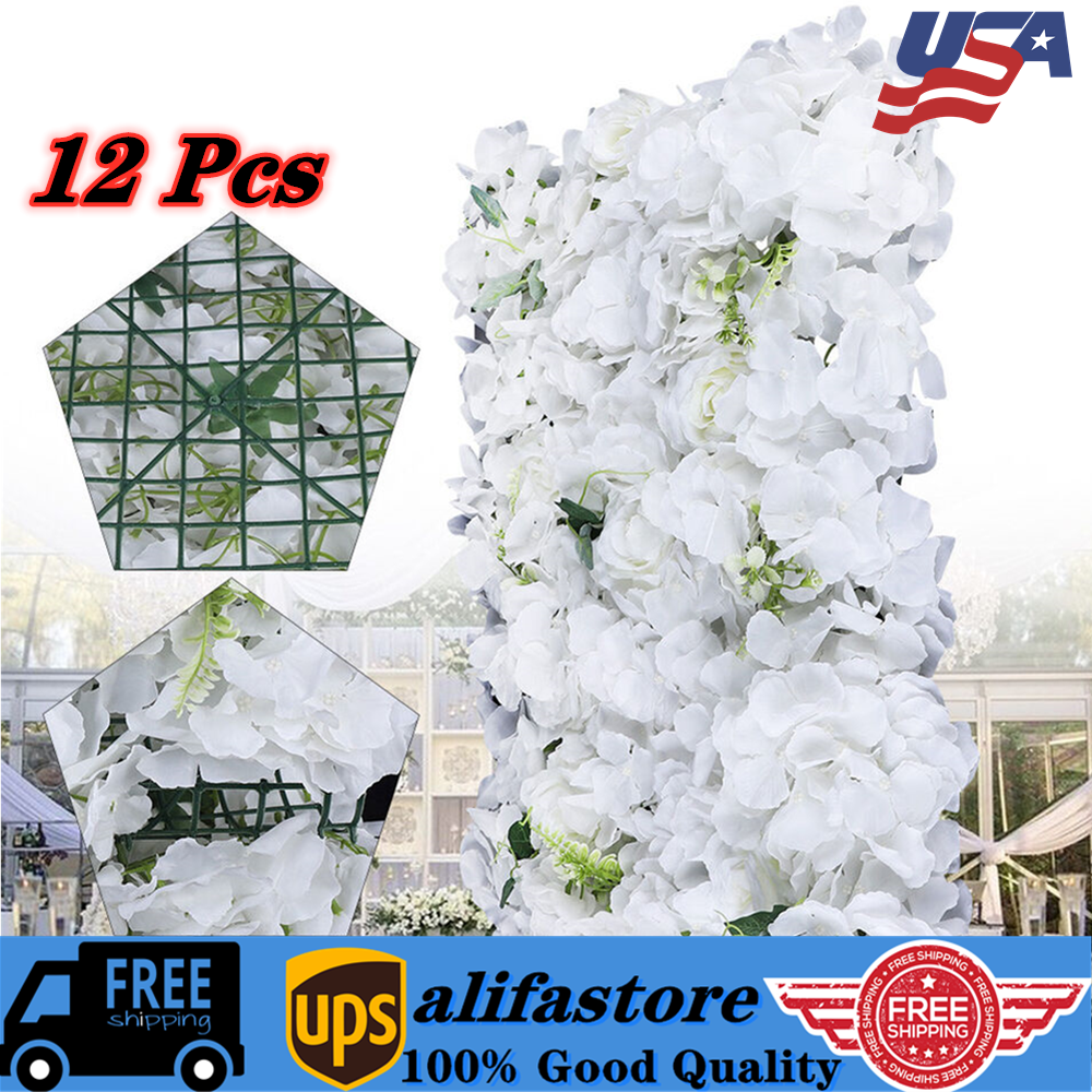 12Pcs Flower Wall Panel Artificial Flower Wall Background Silk Rose Mat 16