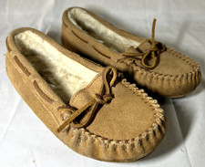 Minnetonka Shoes Cally Moccasins 4032 Brown Faux Fur Lined Leather Upper Size 7