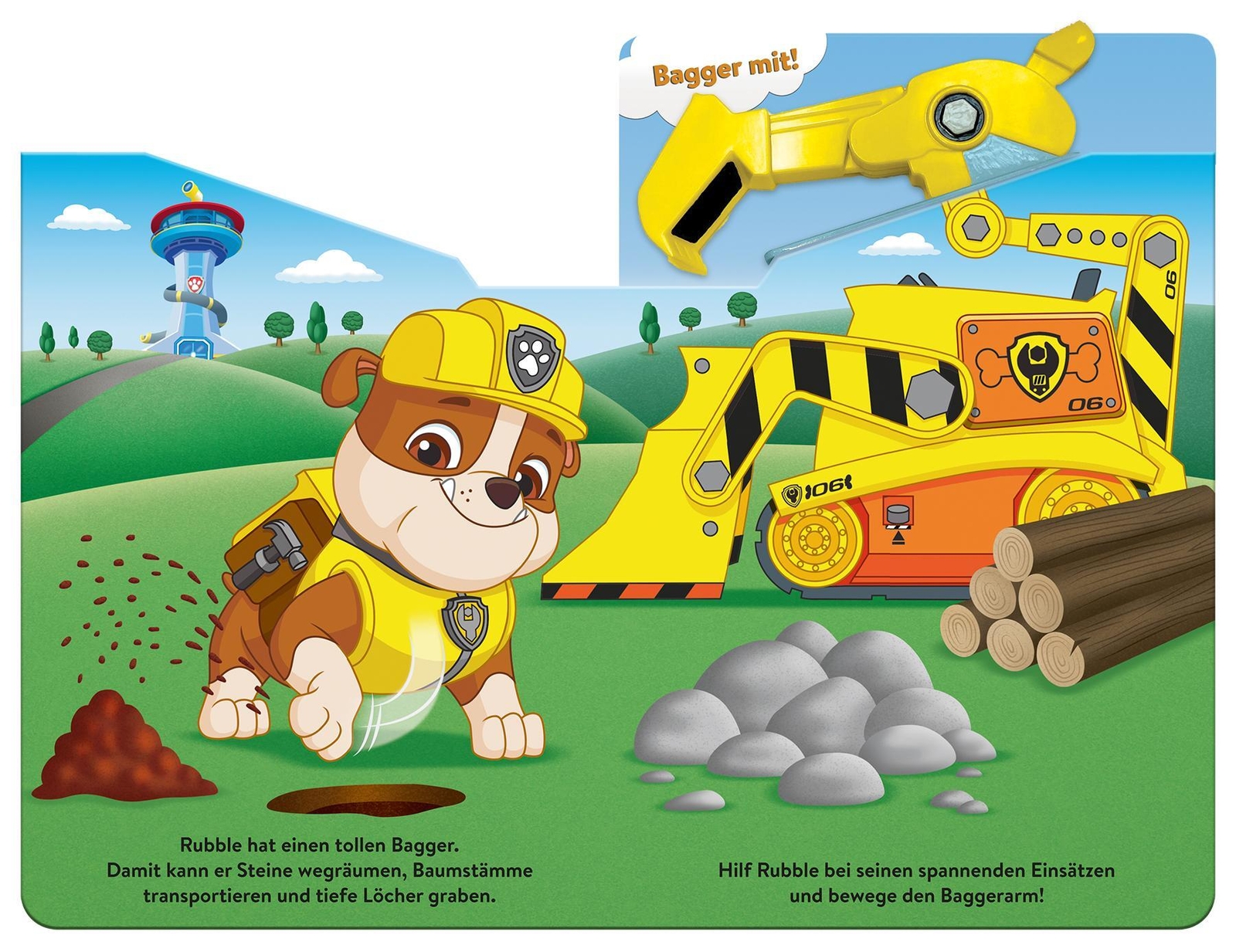 Thumbnail - Paw Patrol: Bagger Mit Rubble | Pappbilderbuch Mit Beweglicher