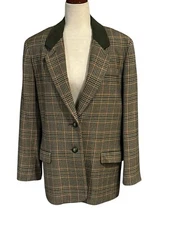 Avoca Collection Wool Jacket Ireland Multicolor Plaid Buttons Lined Women’s S