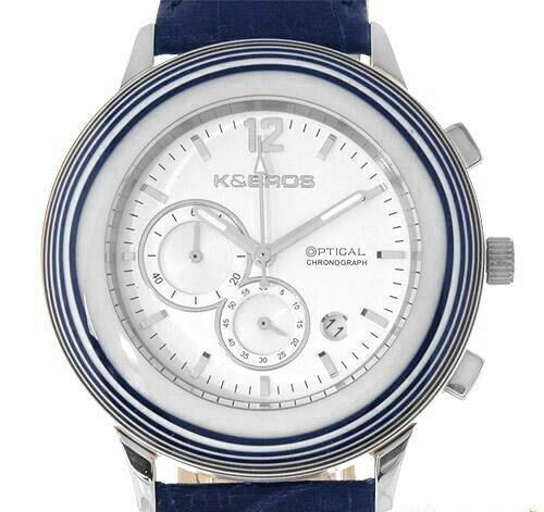 K & BROS DATE, LEATHER STRAP, MADE IN ITALY WATCH