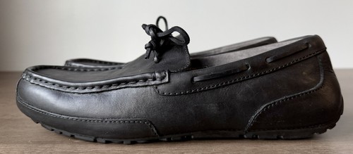 UGG Men's 11 Chester Black Leather Toe Slip-On Casual Moccasin Slipper - Picture 5 of 9