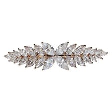 Sparkling Clear CZ Crystal Floral Hair Barrette Clip Wedding Hair Accessories